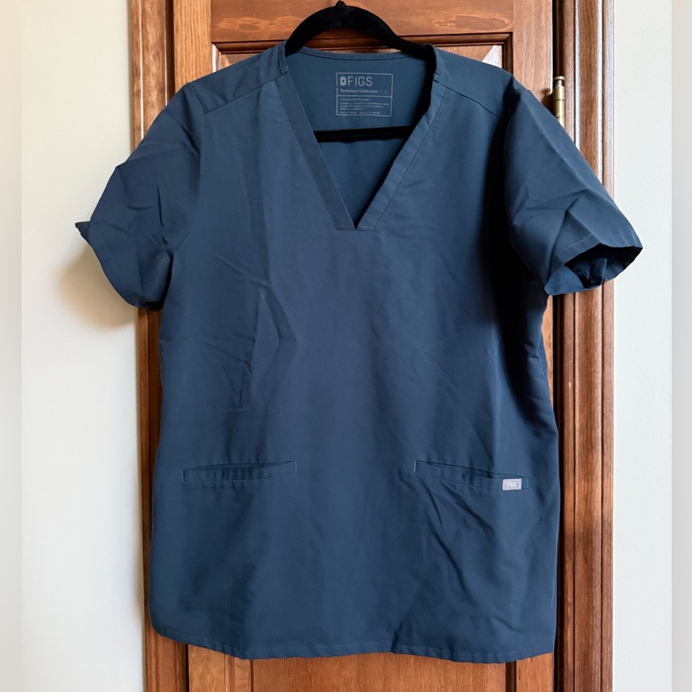 Figs Dark Harbor Blue V-Neck Scrub Top